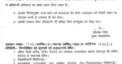 उत्तराखंड जल संस्थान में अधिशासी अभियंताओं के कार्यक्षेत्र में फेरबदल